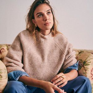 Sezane Otis Jumper Mottled Beige Size S NWT